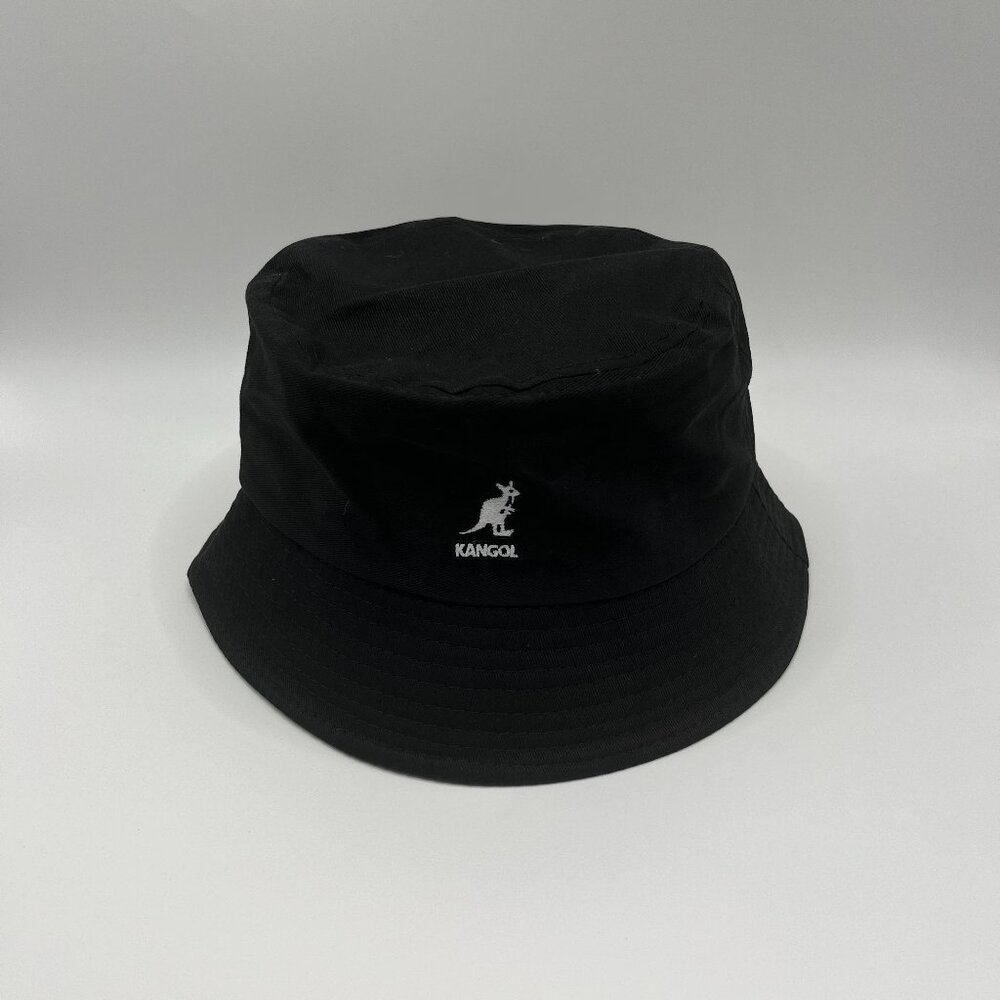 Kangol Washed Bucket Hat Cotton Flat-topped Black M